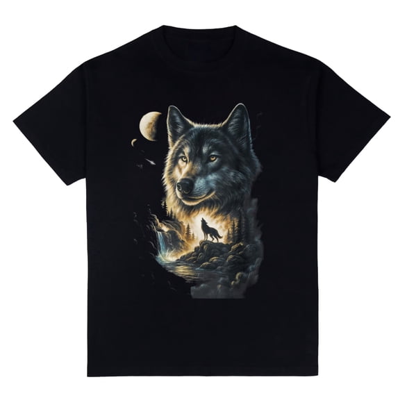 Childrens Wear Mystical Wolf Moon Graphic Tee For Kids Boys Girls Cute Fantasy Design Birthday Gift Unisex Short Sleeve Cotton Tee