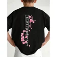 thumbnail image 1 of Childrens Wear Pink Cherry Blossom Japanese Text Graphic T Shirt For Boys Girls Funny Cute Style Holiday Gift Unisex Short Sleeve Cotton Tee, 1 of 6