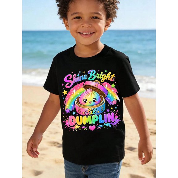 Childrens Wear Shine Bright Lil Dumplin Graphic T Shirt For Kids Cute Funny Style Birthday Gift Unisex Short Sleeve Cotton Tee