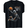 thumbnail image 1 of Childrens Wear Skeleton Basketball Player With Pumpkin Ball Graphic T Shirt For Boys Girls Funny Cute Style Halloween Gift Unisex Short Sleeve Cotton Tee, 1 of 6