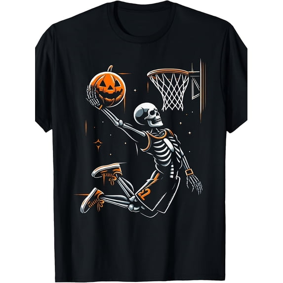 Childrens Wear Skeleton Basketball Player With Pumpkin Ball Graphic T Shirt For Boys Girls Funny Cute Style Halloween Gift Unisex Short Sleeve Cotton Tee