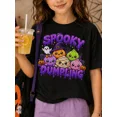 thumbnail image 1 of Childrens Wear Spooky Dumpling Halloween Graphic T Shirt For Kids Cute Funny Holiday Gift Unisex Short Sleeve Cotton Tee, 1 of 6