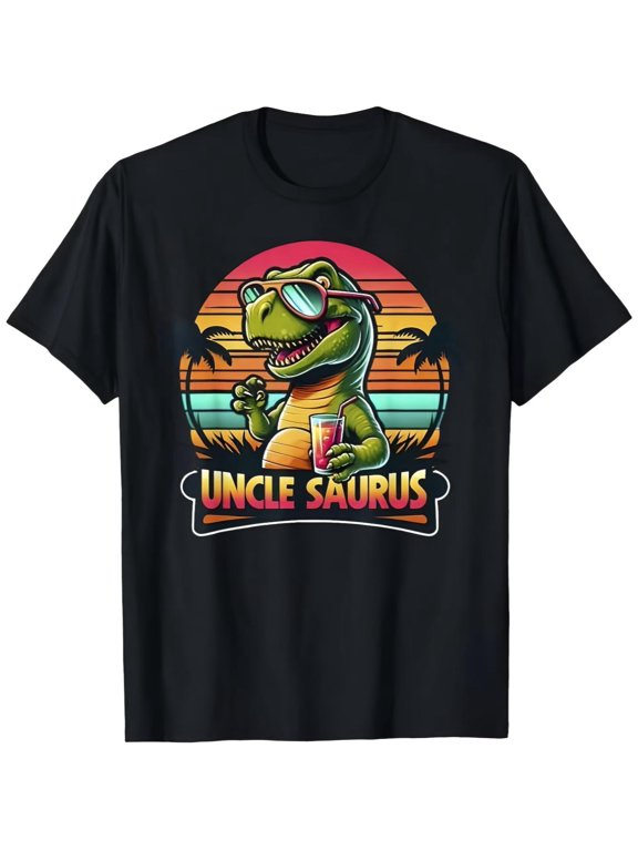 Childrens Wear Uncle Saurus Dinosaur Graphic Unisex Short Sleeve Cotton Tee For Kids Boys Girls Funny Cute Style Summer Vacation Gift