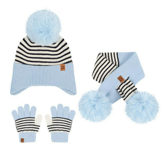Childrens Winter Hats Scarf Glove Set, Warm Hat Gloves Knit Scarf Set for Boys Girls
