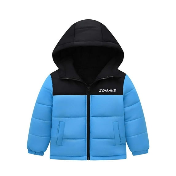 Childrens Winter Warm Jackets Boys and Girls Color Matching Casual Hooded Coats Soft Shell Waterproof Long Sleeve Cotton Jacket Outwear Children's Letter Embroidered Outwears