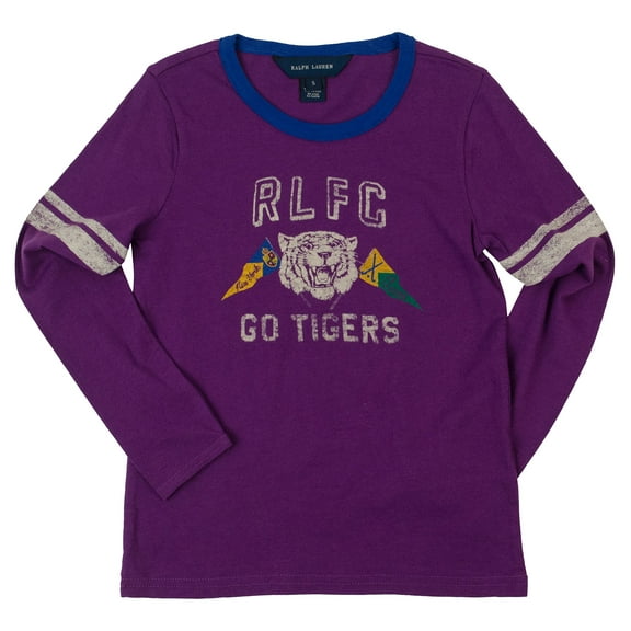 Childrenswear Girls' 7-16 Lightweight Long Sleeve Tiger Sport Tee P Large(12-14)