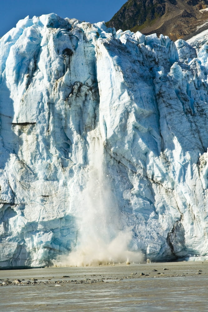 Childs Glacier Calving Into The Copper River Near Cordova In Southcentral Alaska Durin Summer Canvas Art - Michael DeYoung Design Pics (22 x 34)