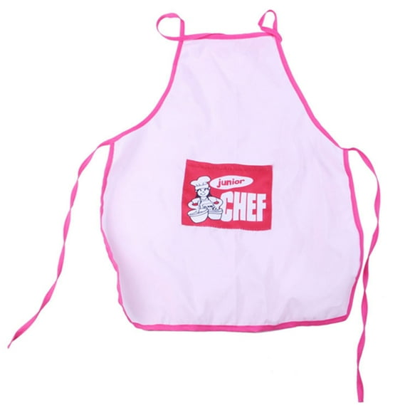Childs Kids Chef Hat Apron Cooking Baking Boy Girl Junior Gift (Pink)