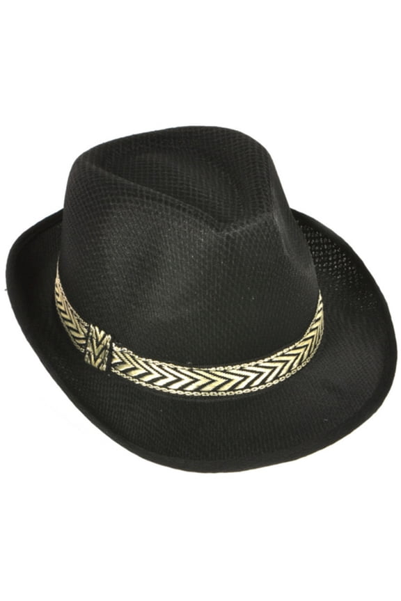 Childs Modern Black Mesh Fashion Fedora With Contrasting Hat Band