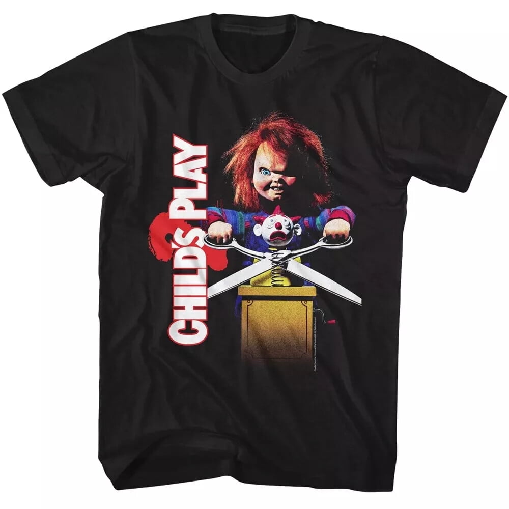 Childs Play 2 Movie Poster Men #39 s T Shirt Chucky Scissors Cutting Toy Jack in the Walmart com Childs Play 2 Movie Poster Men #39 s T Shirt Chucky Scissors Cutting Toy Jack in the Walmart com