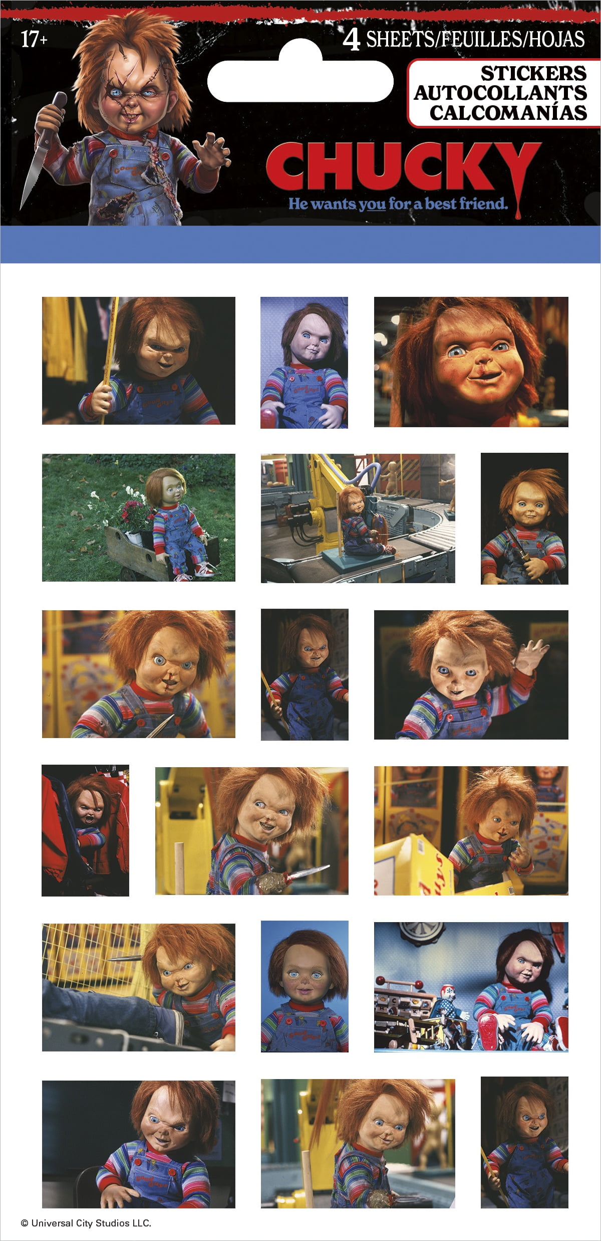 Childs Play Chucky Stickers, 4 Sheets, by Trends International, Product ...
