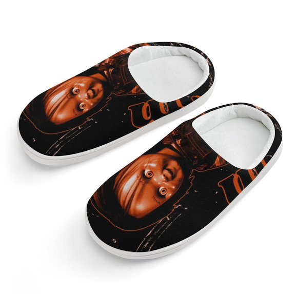 Childs Play Horror Chucky Cotton Slippers For Kids Winter Warm Soft Plush Slippers with Rubber Sole Non-Slip Indoor Outdoor Slip on Shoes For Teen Boys Girls Children