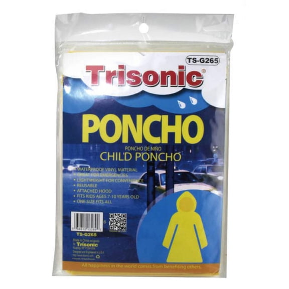 Childs Poncho Unisex Waterproof Disposable Lightweight and Reusable for Rain