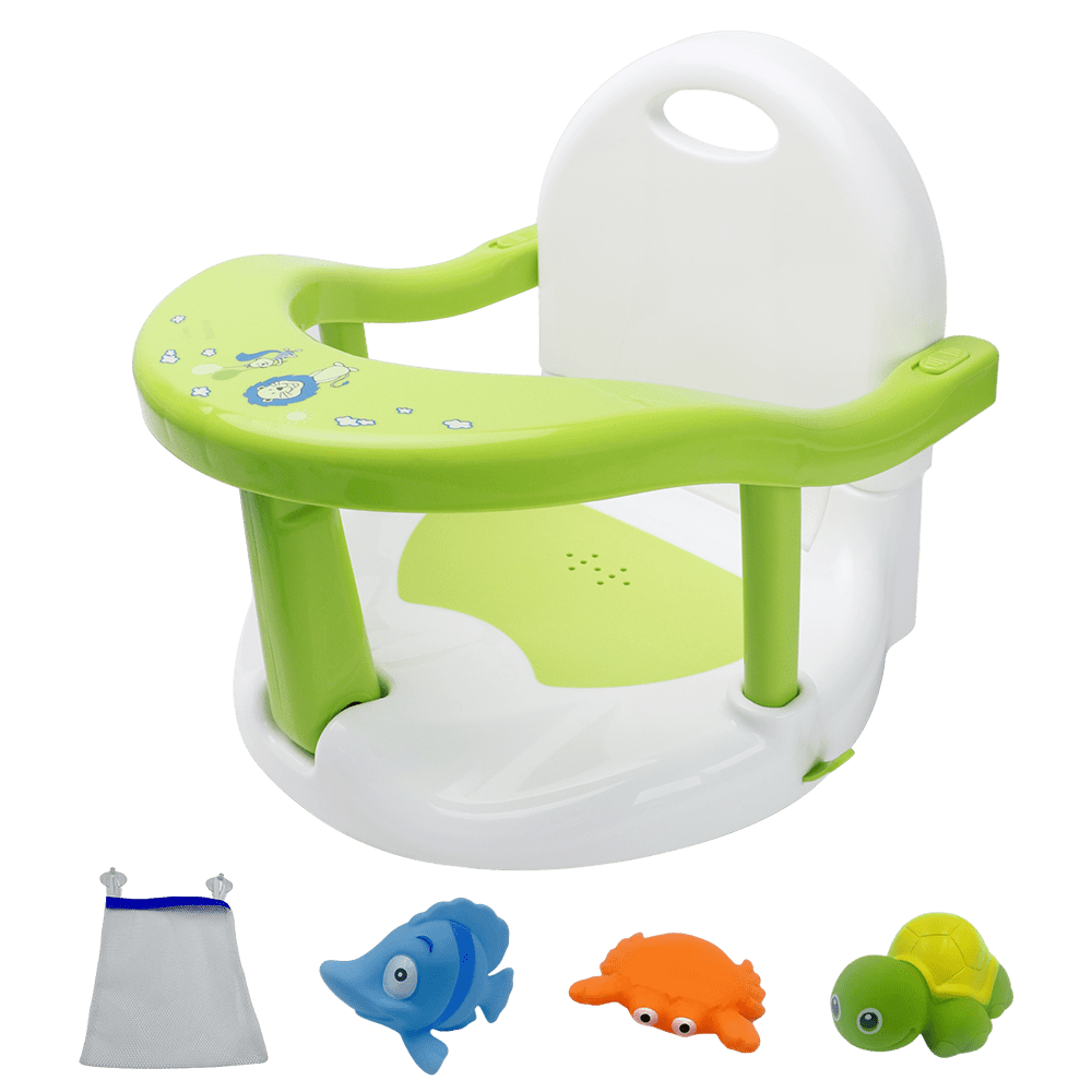 Childup Kid Bath Seat Portable Shower Chairs Foldable Cushion Bathtub Chair with Bath Toys