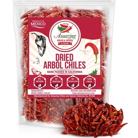 Chile De Arbol 4 oz - Red Chili Peppers, Premium and Natural - Great For Mexican, Chinese and Thai Dishes