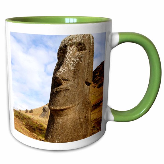 3drose, Chile, Easter Island, Rano Raraku, Quarry - Sa05 Cmi0024 - Cindy Miller Hopkins, 15oz Two-tone Green Mug