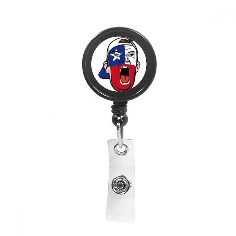 Chile Flag Facial Makeup Head Screang Cap Retractable Keychain Badge Holder ID Badge