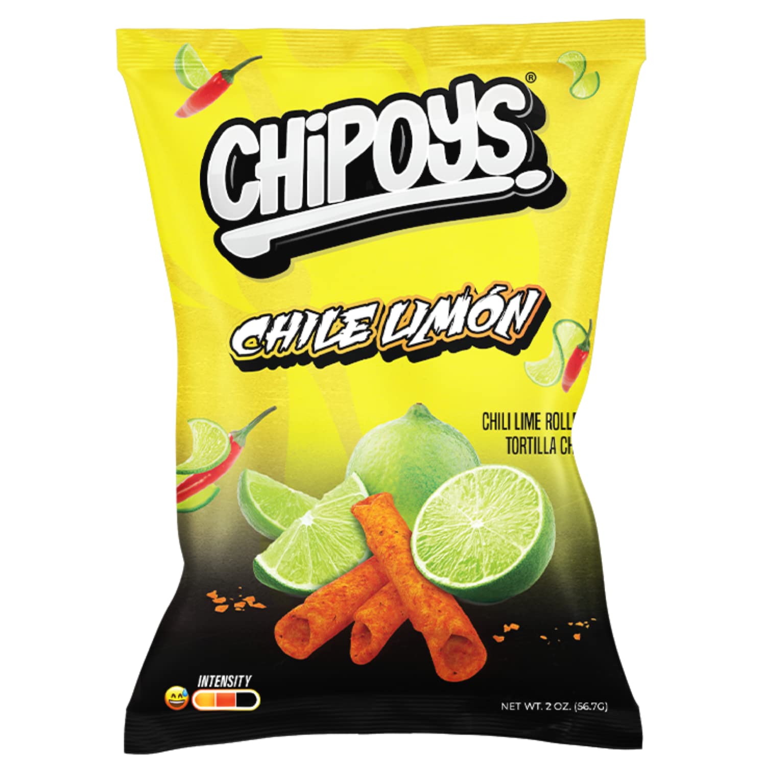 Chile Lime Spicy Rolled Corn Tortilla Chips. Authentic Mexican Jalapeño