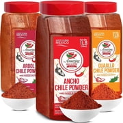 Amazing Chiles and Spices Ground Chili Powder Variety Pack, 48 oz, Ancho, Guajillo, Arbol, Mexican Recipes Staple