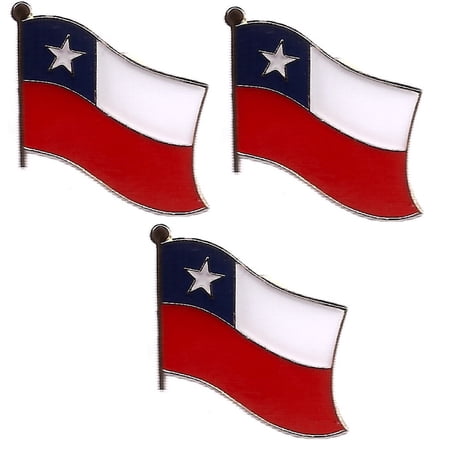 Chile Single Flag Lapel Pins, Pack of 3