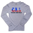 thumbnail image 1 of Chile Track and Field - Olympic Games - Rio - Flag Men's Long Sleeve Grey T-Shirt, 1 of 2