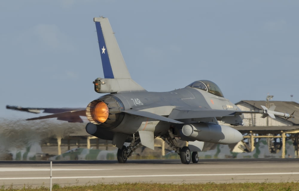 Chilean Air Force F-16 at Natal Air Force Base Brazil Canvas Art - Giovanni CollaStocktrek Images (18 x 11)