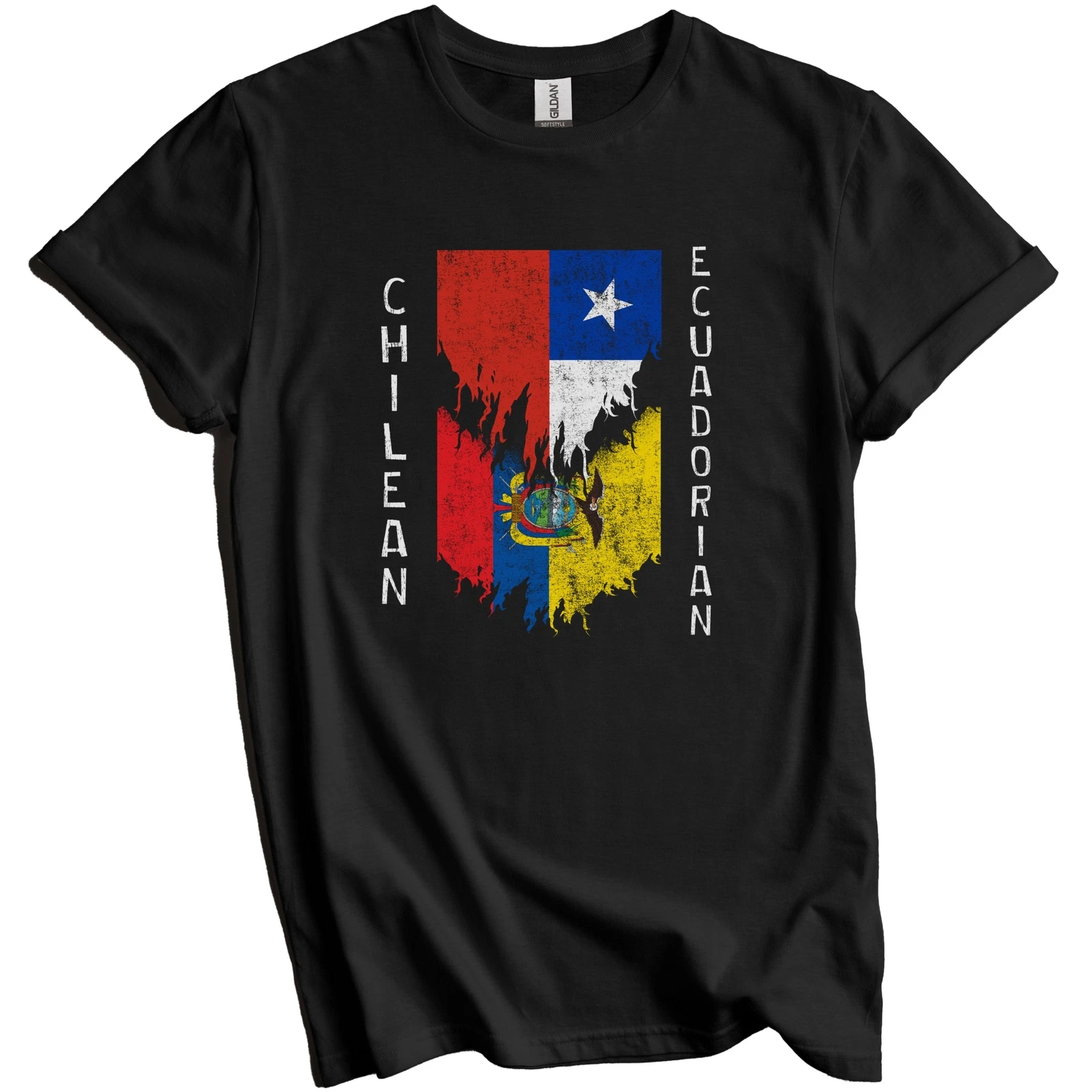 Chilean Ecuadorian Flags Ripped Torn Chile Ecuador T-Shirt - Walmart.com