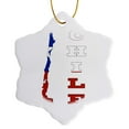 thumbnail image 1 of 3drose, Chilean Flag in the Map and Letters of Chile, 3 inch Snowflake Porcelain Ornament, 1 of 7
