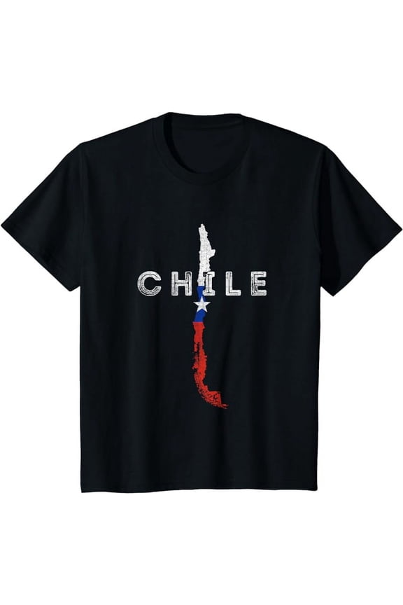 Chilean Map and Flag - Distressed Chile Souvenir T-Shirt