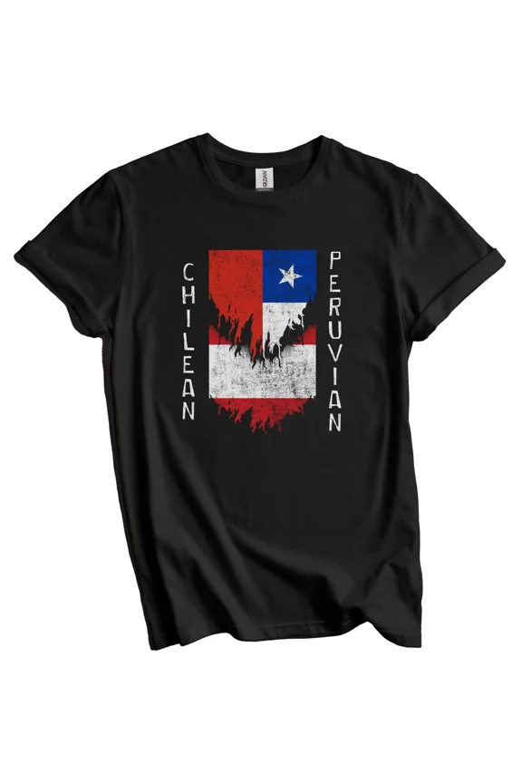 Chilean Peruvian Flags Ripped Torn Chile Peru T-Shirt