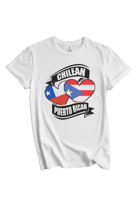 Chilean Puerto Rican Hearts Chile Puerto Rico Flags T-Shirt
