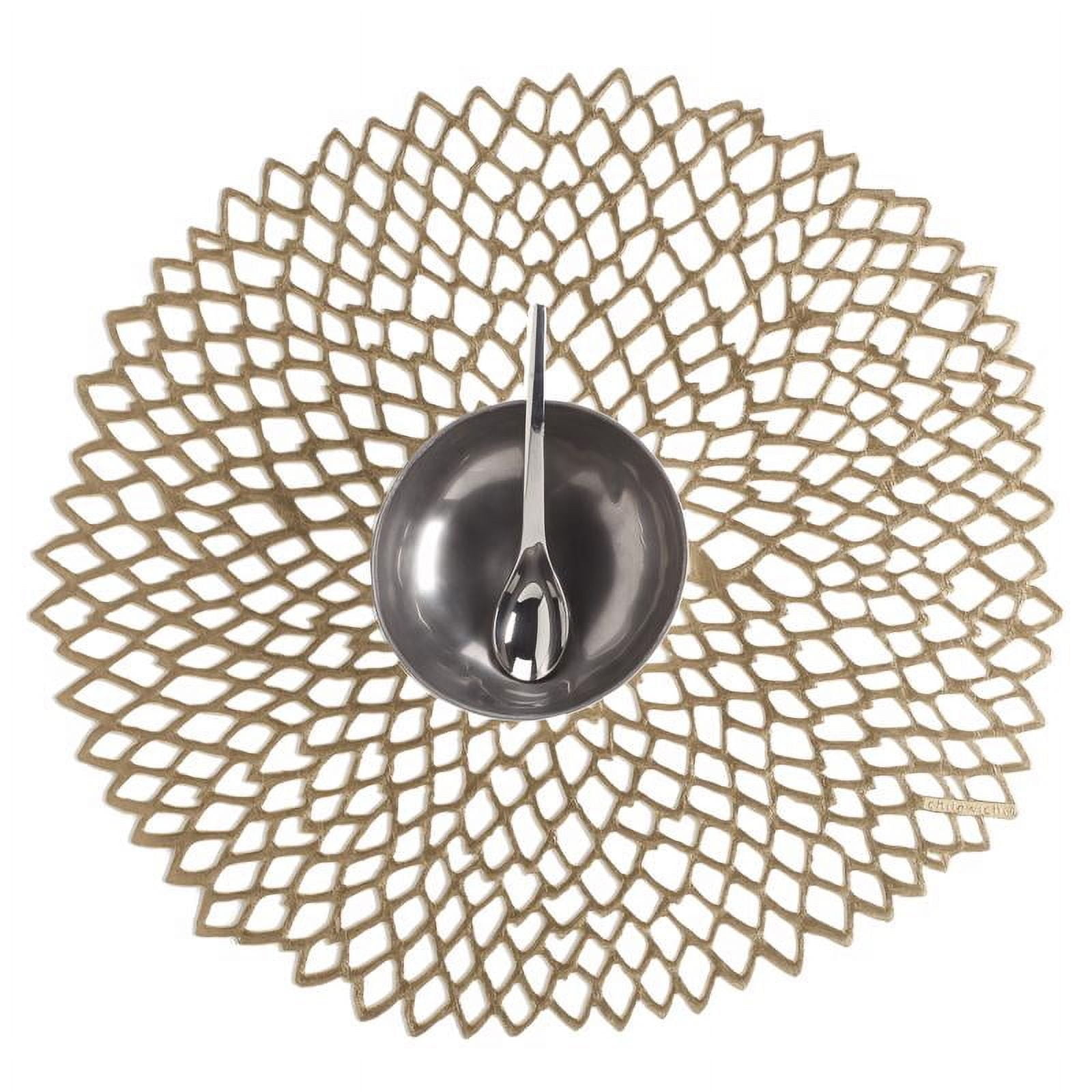 Chilewich Brass Vinyl Round Dahlia Placemats 15 in. L X 14 in. W