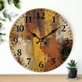 thumbnail image 1 of Chilfamy 1pc Abstract Art Theme Round Wooden Wall Clock, 10 Inch Decorative Wall Clock for Living Rooms, Kitchens, Dorms, Silent Non-Ticking Clock 10x10in, 1 of 8
