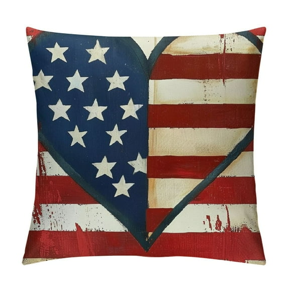 Chilfamy 4th of July Patriotic American Flag Stars and Stripes Decorative Throw Pillow Cover, America Land of The Free Porch Outdoor Home Decor Freedom USA Polka Dots Cushion Case White