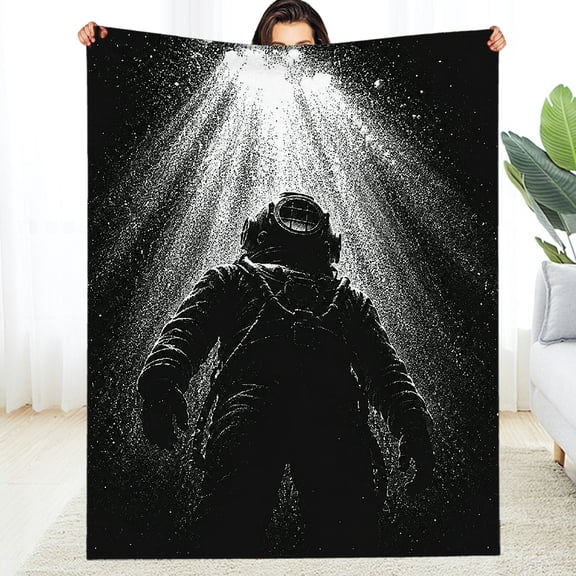 Chilfamy All-Season Blanket , Deep Sea Diver In Vintage Suit Soft Flannel Fleece Blanket - Warm Air Conditioning Soft Throw for Couch, Travel, Camping