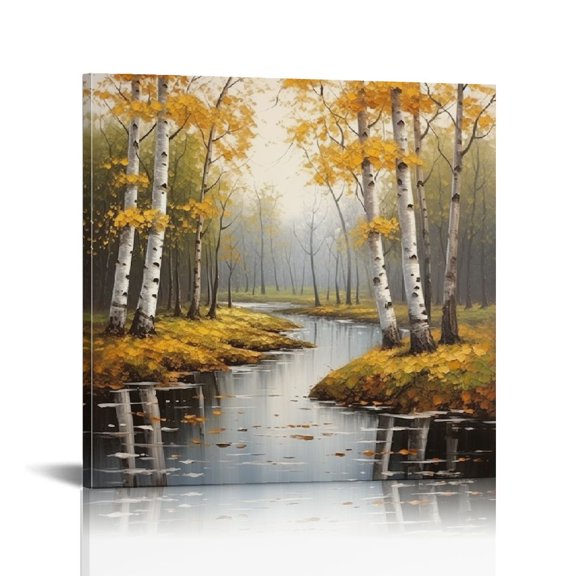 Chilfamy Autumn Leaves Canvas Wall Art Decor Ready To Hang Home Room Art 12x12in