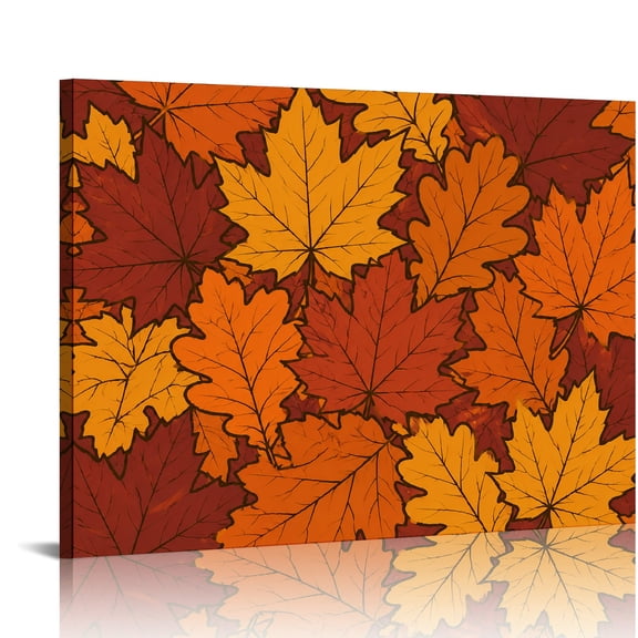 Chilfamy Autumn Leaves Warm Palette.png Wall Art Canvas Print, Modern Wall Decor, Ready to Hang Bathroom Bedroom Kitchen Hallway Wall Decor Prints