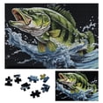 thumbnail image 1 of Chilfamy Bass Fish Water Splash Wooden Jigsaw Puzzle Unique Shapes Challenging Difficult Wood Puzzles for Adults Gift for Family Friends 300 PCS, 1 of 6