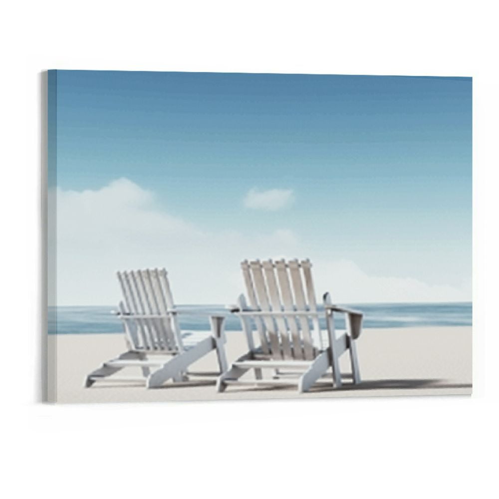 Chilfamy Beach Chair Canvas Wall Art Picture 20x16in for Living Room Bedroom Art Modern 20x16in