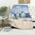 thumbnail image 1 of Chilfamy Beach Huts Ocean Blue Sky Flannel Throw Blanket for Sofa Couch All Seasons Lightweight Blanket, Perfect Gift for Family and Friends 40x50in, 1 of 6