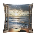thumbnail image 1 of Chilfamy Beach Ocean Sunset/Sunrise Pillow Covers for Couch Sofa Indoor Outdoor Square Design Short Plush 1PC 18x18in, 1 of 5