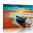 thumbnail image 1 of Chilfamy Beach Sunset Sailboat Canvas Wall Art Print Home Decor for Living Room Bedroom Office Wall Decor 16x12in, 1 of 6