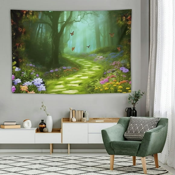 Chilfamy Big Tree Garden Print Fabric Tapestry Decorative Wall Art Tablecloth for Bedroom Hall Dormitory Living Room Hanging 60x40 Inch 60x40in