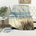 thumbnail image 1 of Chilfamy Bird Sea Oats Flannel Throw Blanket for Sofa Couch All Seasons Cozy Travel Outdoor Bed Desk Blanket, Lightweight Anti-Wrinkle Velvet-Like Texture, Perfect Gift, Multiple Uses 40x50in, 1 of 6