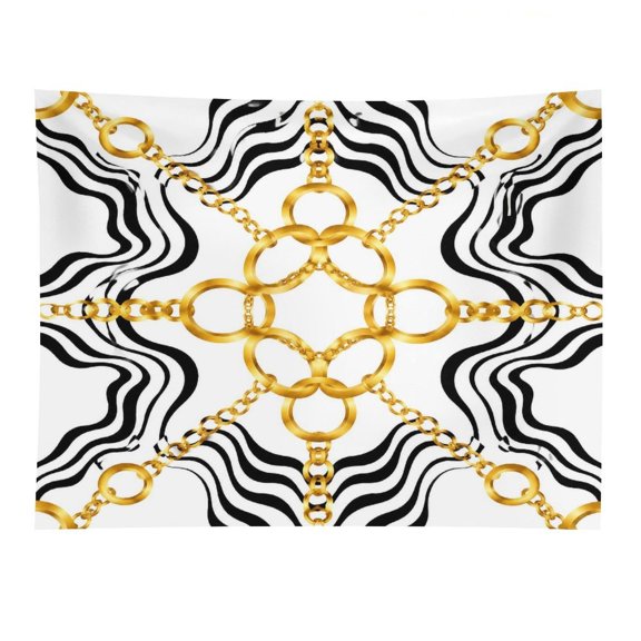 Chilfamy Black Gold Ring Leopard Pattern Polyester Wall Tapestry Anti Wrinkle Art Hanging Decor for Bedroom Living Room Home Holiday Decoration Gift