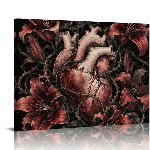 Chilfamy Bleeding Heart Among Lilies Bathroom Wall Art, Modern Wall Decor, Ready to Hang Bathroom Bedroom Kitchen Hallway Wall Decor Prints
