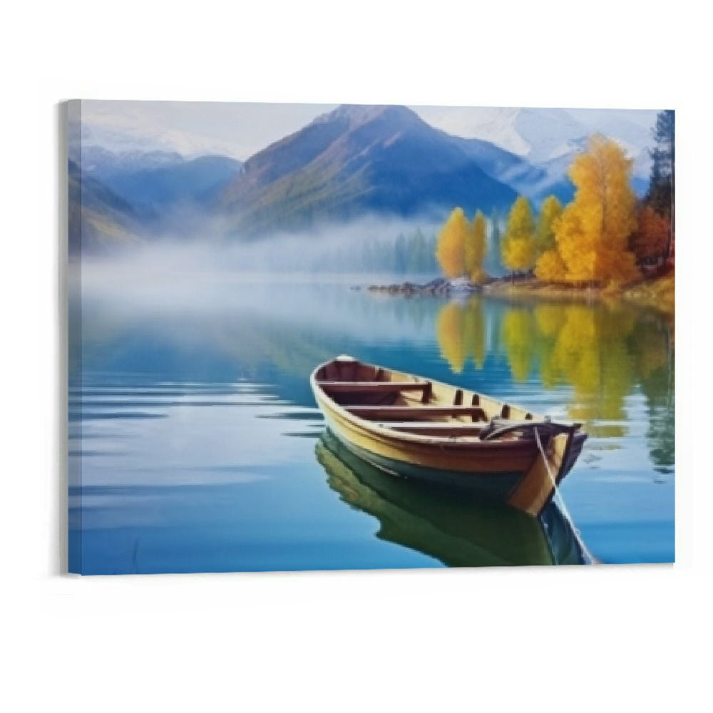 Chilfamy Blue Mountain Sky Nature Landscape Boat Picture Artwork Modern ...