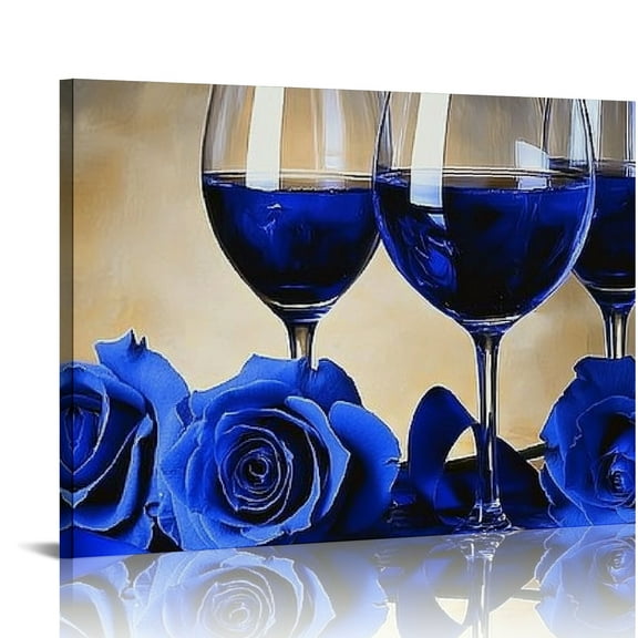 Chilfamy Blue Roses Canvas Prints Wall Art Decor Ready To Hang - Ideal for Home, Living Room, Bedroom, Office - Made in America 20x16in