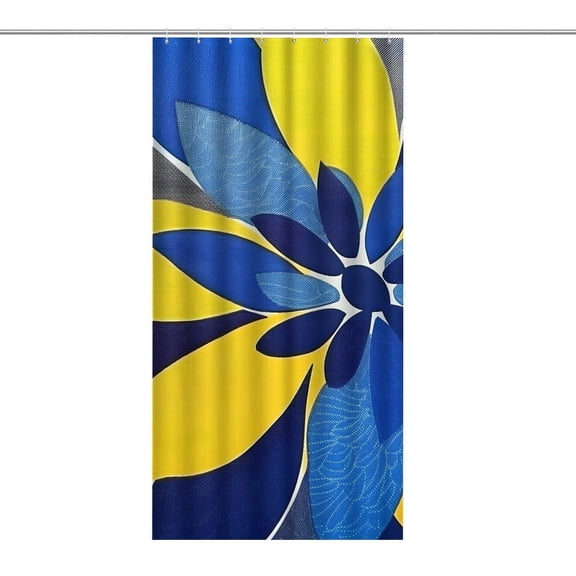 Chilfamy Blue Yellow Abstract Shower Curtain ,Watercolor Flowers Bathroom Shower Curtain, Waterproof Fabric Shower Curtain with Hooks