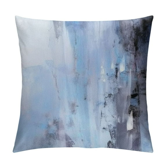 Chilfamy Blue and Grey Abstract Art Artwork Pillow Cover, Gallery Modern Decorative Throw Pillows Cushion Cover for Bedroom Sofa Living Room 22x22in